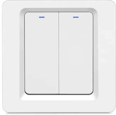 Homekit WiFi Smart Light Switch, Presse-Taste, Lichtschalter, Siri Voice Control, Neutraler Draht Bedarf, EU Standard, (2 Gangs)