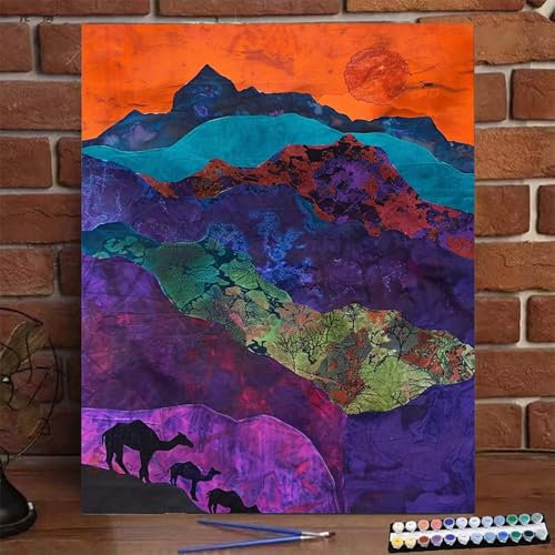 Malen Nach Zahlen Erwachsene Berg, Groß DIY Malen Nach Zahlen mit Rahmen Tier, Anfänger Frauen Bastelset, Pinsel und Acrylfarbe, Paint by Numbers Basteln für Home Wand Dekor Geschenk 40X50 CM 7-L