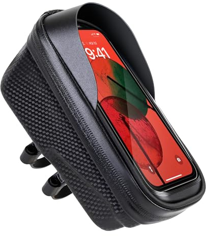 Aomiun Fahrrad Oberrohrtasche, Hartschalen-Design zum Reiten, wasserdicht mit Schnellverschluss, Fahrrad-Handyhalterung und TPU-Touchscreen für Smartphone unter 6,8 Zoll, kompatibel mit (1L)