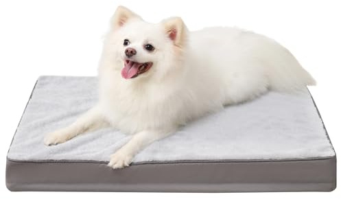KSIIA Orthopädisches Hundebett Kleine Hunde, Hundekissen Waschbar 60x45cm, Hundebetten mit Abnehmbarer Deckel, Hundematte Doppelseitig Wendbare, Grau