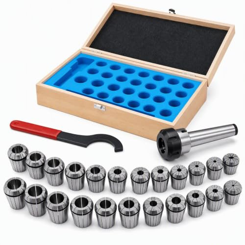 4-26mm Spannzangen Set, 23-tlg ER40 MK4/MT4 M16 Spannzangenfutter Futter Spannzange Chuck Satz mit Schraubenschlüssel und Griffkörper Für Fräsen Drehmaschine CNC Graviermaschinen