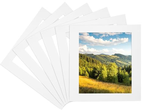 PATIKIL 8x8 Passepartout für 6x6 Fotos, 6er Pack vorgeschnittene säurefreie Passepartoutkarton weißer Kern Bilderrahmen Pappe für Fotoausstellungen, Drucke, Kunstpräsentationen, Weiß