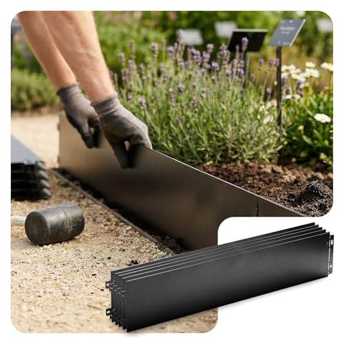 VOUNOT® Bordure de Jardin Gazon en Métal 35M Bordure de Séparation Résistante Clôture Flexible de Pelouse Epaisseur 0.7mm 100x18cm Lot de 35pcs pour Jardin Plantes Potager Noir