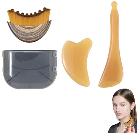 Lymphdrainage-Massagegerät-Set, Lymphkontur-Gesichtsbürste, Lymphdrainage-Bürste, Gesichtsformung für Kiefer-Definition, tragbar zu Hause und auf Reisen, ideales Geschenk für Frauen, 3-teilig