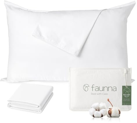 FAUNNA Protège-oreillers Anti-acariens 40 x 80 cm, Lot de 2, Coton, Blanc