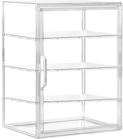 Vitrina de pan – Caja de almacenamiento de alimentos de acrílico transparente con 4 estantes | Organizador hermético de despensa para encimera de cocina, panadería, galletas, bagel, rollo, tarta
