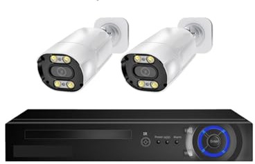 NGBFF Kit Videosorveglianza, di telecamere di Sicurezza IP 4K 8MP Poe Kit NVR Face Detection Proiettile in Metallo bidirezionale con Cavo RJ45 Video sorveglianza Stradale(T,8CH 2Pcs 4K)