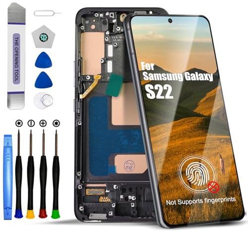 DTD Écran pour Samsung Galaxy S22 5G SM-S901B, SM-S901B/DS Écran LCD de Rechange avec Outils (Noir avec Cadre, sans Reconnaissance d'empreintes digitales)