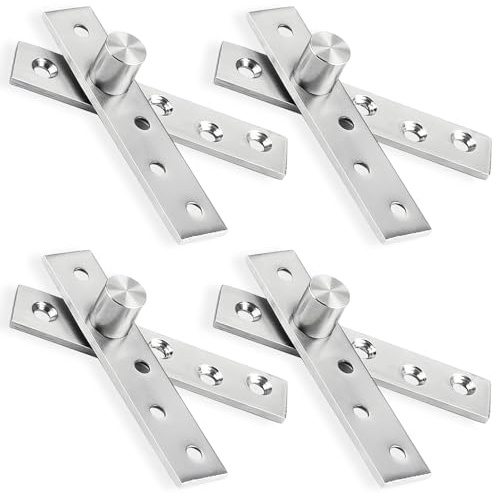 PARFCO 4 Pièces Charnières Pivotantes 360°, Pivot de Porte Caché en Acier Inoxydable, Charnière 360 pour Porte Pivotante, 95 × 18,6 mm, pour Meuble, Placard et Porte Intérieure