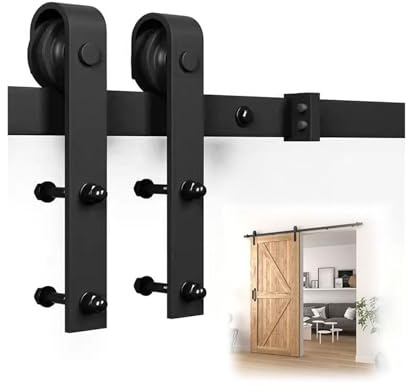 Schiebetür-Set aus Kohlenstoffstahl, platzsparendes Schiebetür-Schienensystem, robuste Rollenschiene for Garagen und Kleiderschränke(200cm/78.74in)