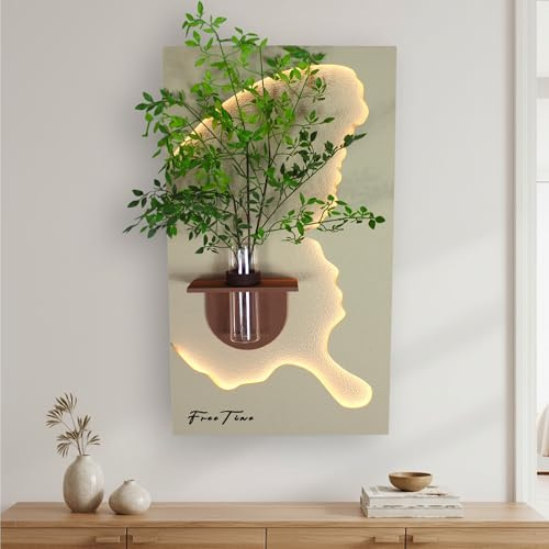Arnusa 3D Wandbild mit LED-Beleuchtung & dekorativer Glasvase WD002 Wanddekoration Wandskulptur