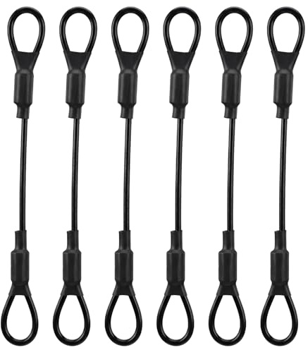 6 stycken stålrep med öljetter, fotorep vajer med öljetter slingkabel stålrep 15 cm 3 mm rostfritt stål svart nyckelband säkerhetskabel stål, nyckelband för kedjelås cykelsläpvagn