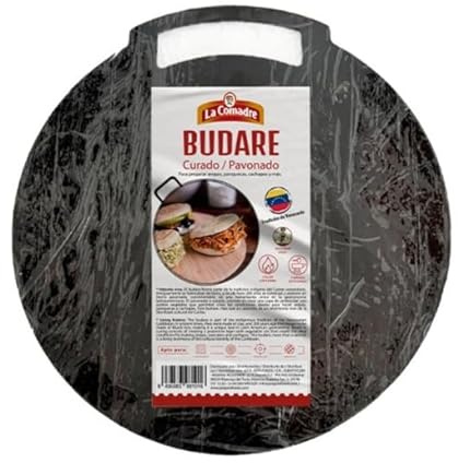 BOEMY Budare La Comadre 28 cm Curado y Pavonado de Hierro | Plancha Tradicional Antiadherente para Arepas, Cachapas y Panquecas | Compatible con Cocina de Gas y Vitrocerámica | Budare Resistente