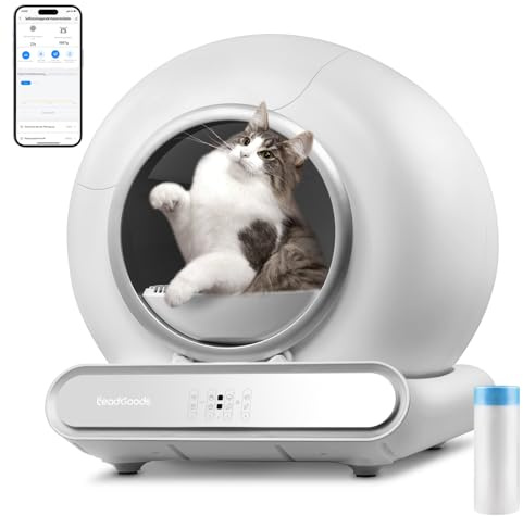 Katzenklo Selbstreinigende Katzentoilette groß 65L, Automatische Elektrisches Katzenklo, Abnehmbarer Sandkontrollkasten, Geruch/App-Steuerung/Niedriger Einstieg/Großer Raum, für Mehrere Katzen