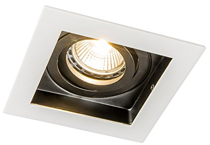 Qazqa - Modern Moderner Einbaustrahler weiß mit schwarz verstellbar – Carree I Wohnzimmer I Schlafzimmer - Stahl Quadratisch - LED geeignet GU10