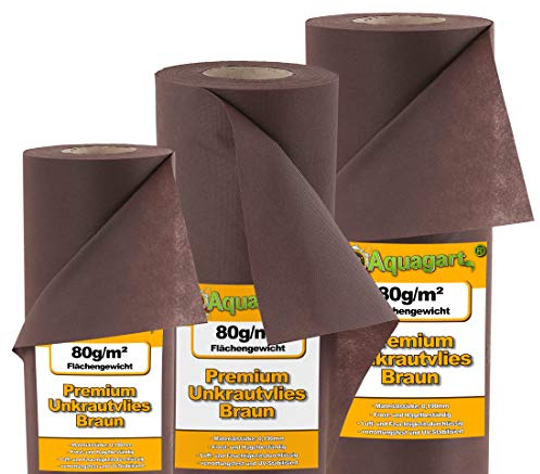Aquagart Trädgårdsfleece I 96 m² ogräsfärg I brun I idealisk för bark mulch bredder 1,6 m I 80 g/m² I utan kemikalier I luft- och fuktgenomsläpplig I ruttnar inte
