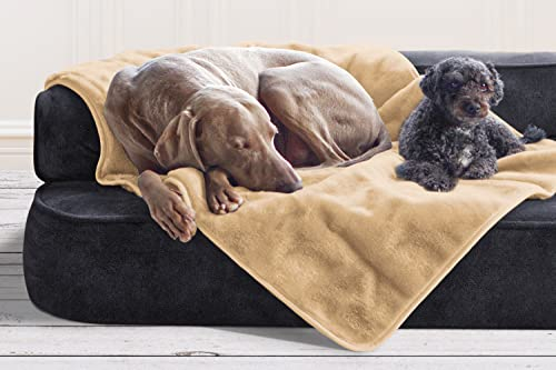 tierlando® Hundedecke Lilly Flauschige Kuschelige Haustier-, Welpen-, Katzen-, Plüschdecke L (100x75 cm) | 14 Beige