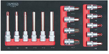 KS Tools 713.0015 SCS 1/2'' Juego de llaves de vaso, 15 pzs, en sistema modular 1/3