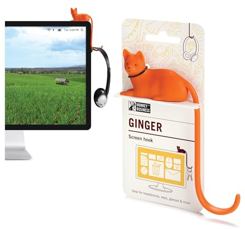 Monkey Business Ginger Cat Gancio da PC, Plastica, Multicolore, 6x1x12 cm