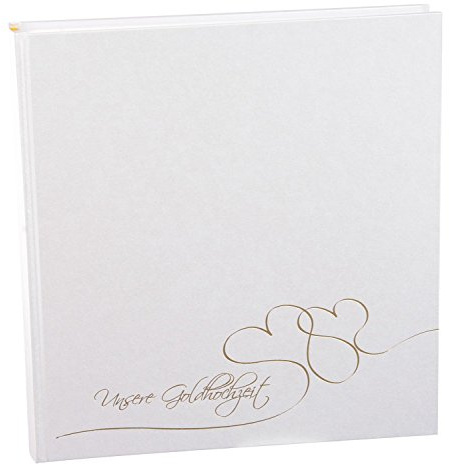 Goldbuch 08304 Goldhochzeitsalbum Cuore, 60 Seiten mit Pergamin, ca. 30 x 31 cm