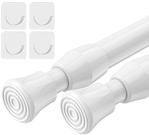 AIZESI Spring Tension Curtain Rods Short Tension Rod (White,27 to 37-2Pc)