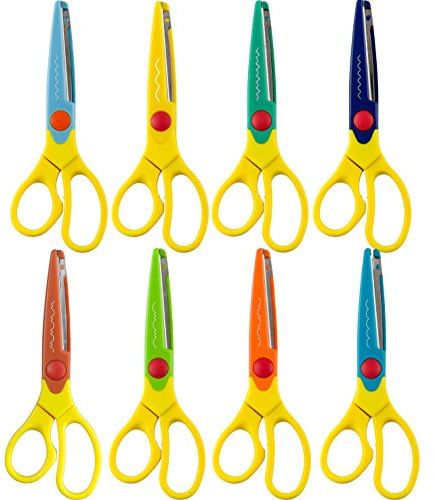 kwb Bastelscheren-Set für Kinder, 9-teilig, inkl. 8 bunten Scheren-Aufsätzen, 16,5 cm Länge