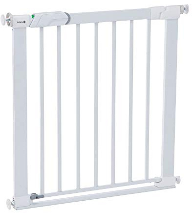 Safety 1st SecureTech Flat Step Practical Safety Metal Gate with Thin Step Over Bar, Ideal for Kids and Pets, 73 to 80 cm, White