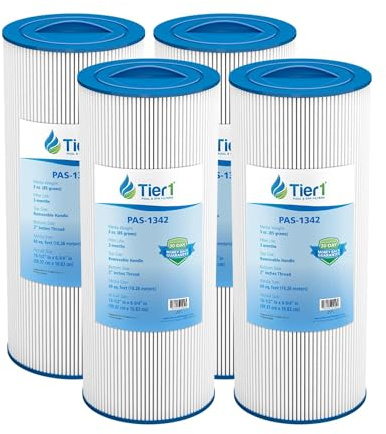Tier1 Cartucho de filtro para piscina y spa, 4 unidades, repuesto para Jacuzzi J300 6541-383, Pleatco PJW60TL-OT-F2S, Filbur FC-2715, Unicel 6CH-961 y más | Medios de filtro de tela plisada de 60 pies