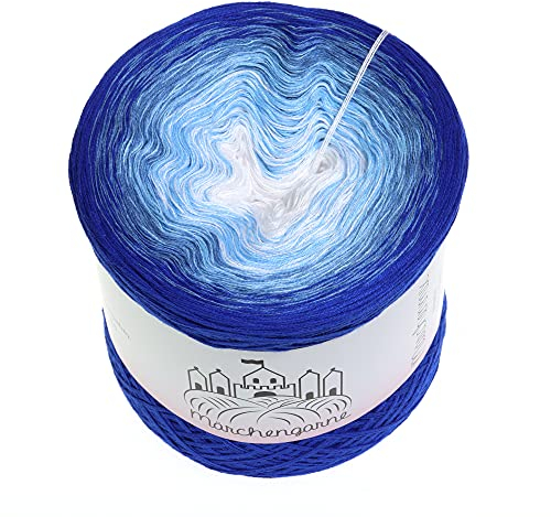 Farbverlaufsgarn blaue Augen 200g - 1000m - Enzian außen - 3 Fädig Bobbel Strickwolle Häkeln
