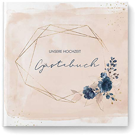 Gästebuch zur Hochzeit - quadratisch - Hochzeitsgästebuch Hochzeitsalbum Hochzeitsbuch - blanko weiße Seiten (Watercolor Breeze (rosé)