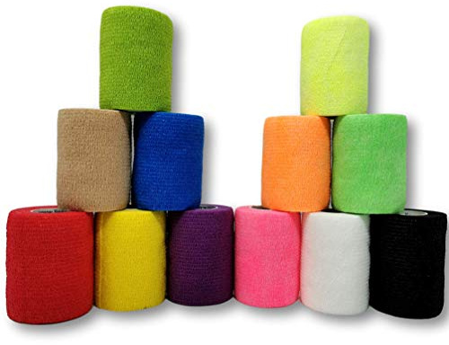 LisaCare Gatubeläggningsförband, självhäftande fingerplåster – utan lim och elastiskt – sårförband, fixeringsförband, plåster – set om 12 st 7,5 cm x 4,5 m (färgblandning)
