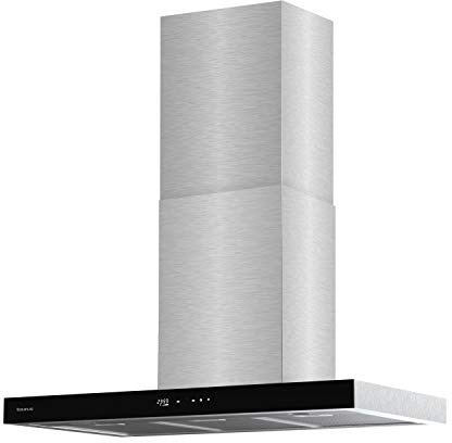 Taurus T90IXAL Hotte aspirante décorative, acier et verre noir, largeur 90 cm, 650 m3/h d'extraction, 3 vitesses, tactile, efficacité A, LED, 200 W, filtres aluminium lavables multicouches