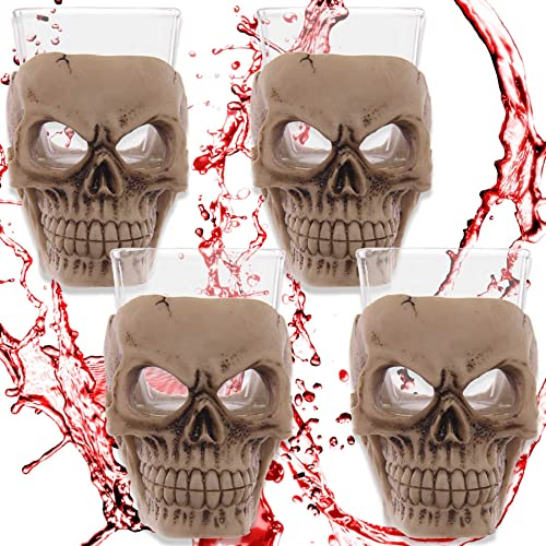 Set di 4 bicchieri decorativi per grappa Teufelszeug – 4 bicchieri da shot (5 cl) – altezza 7 cm – Bar Party regalo