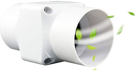 SAROZZTAL Rohrventilator 50mm /2’’ Klein Abluftventilator Kanalventilator 6W rohrlüfter lüfter bad Mischdurchfluss Rohrlüfter Für Büro, Halle, Hydroponic Zimmer Luftvolumen, 36m³/H, Weiß
