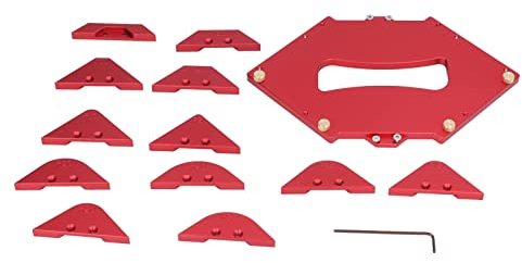 Satz von 12 Radius Jig Router Templates Aluminiumlegierung Fräsen Abgerundete Ecken Fräser-Bit-Schablonen Für Holzbearbeitung Fräsen R5 R10 R15 R20 R25 R30 R40 R35 T10 T20 T30 T40