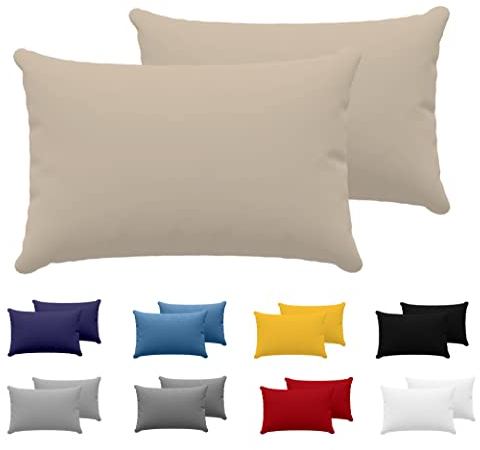 Dreamzie Funda Almohada 30x50 (Juego de 2) - Beige - para Las Almohadas 30 x 50 cm - 100% Algodon Jersey - Funda de Almohada Algodon - Funda Cojin para Cama - Protector de Almohada