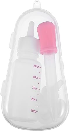 POPETPOP Pet Newborn Feeder Bottle Scale and Medicine Dispenser, Pink Pacifier Feeder for Kittens and Puppies, Feeding Tool for Small Pets