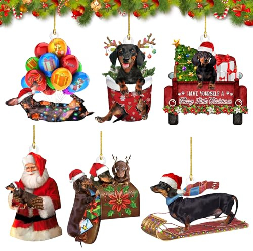 Weihnachtsbaumschmuck, Dackel Christmas Decorations, Personalisierter Weihnachten Deko Acryl Dackel Deko, Weihnachtsdeko Lustig Hängende Dekoration, Rucksack Hängende Home Deko Weihnachtsbaum (B)