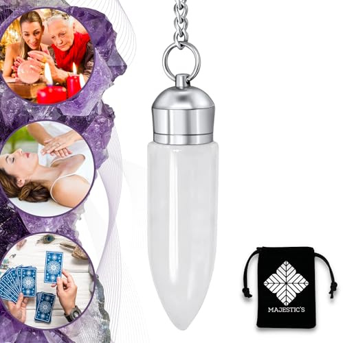 Péndulo Adivinatorio Radiestesia Cristal de Roca/Cuarzo Blanco con Cámara Testigo - Colección Prestige - Péndulo Adivinación de Piedra Natural - 19 GR