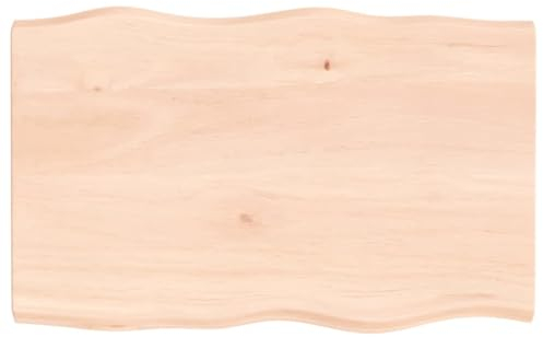 INLIFE Tablero de mesa de 80 x 50 x 4 cm, madera maciza de roble sin tratar, borde de árbol, 8,2 kg, 363876