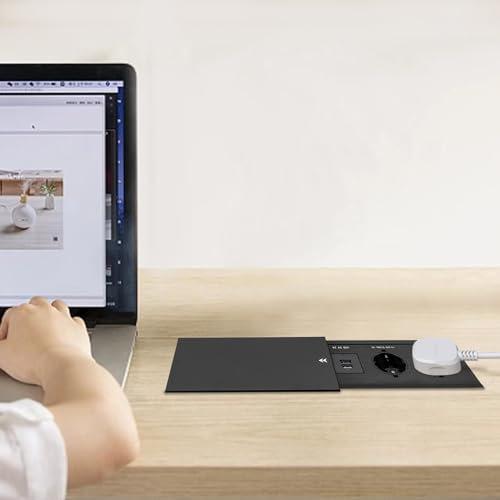Aohuada Multiprise encastrée, prise de table, multiprise de cuisine, prise escamotable, pour meubles ou plans de travail, mur, cuisine, 2 ports USB, DVDF7856