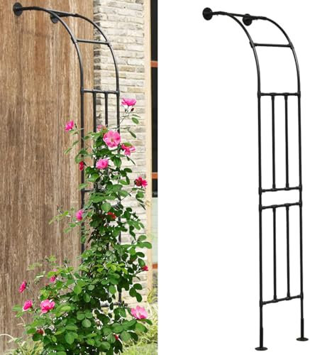 Half-Garden Arch Trellis Support Arches for Various Climbing Plants Roses Metal Garden Arbor Against The Wall Half-side Rose Arch Garden Archway for Indoor Outdoor Lawn Courtyard