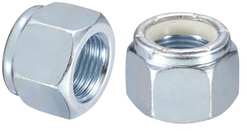 sourcing map 4Pcs 7/8-14 Nylon Insert Hex Lock Nuts, Carbon Steel Self-Locking Nylon Insert Stop Nut for Industrial Construction Fasteners, White&White