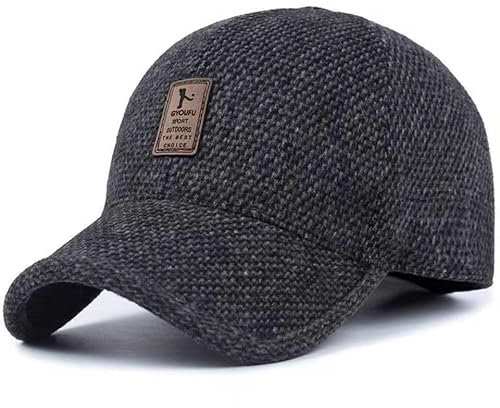 JA DENGIOR Basecap Herren Winter mit Ausklappbarem Ohrenschutz,Wintermütze Unisex Baseballmütze,Wintercap Herrencap Herbst/Winter Weichem Innenfutter Schirmmütze Outdoor Cap Herren