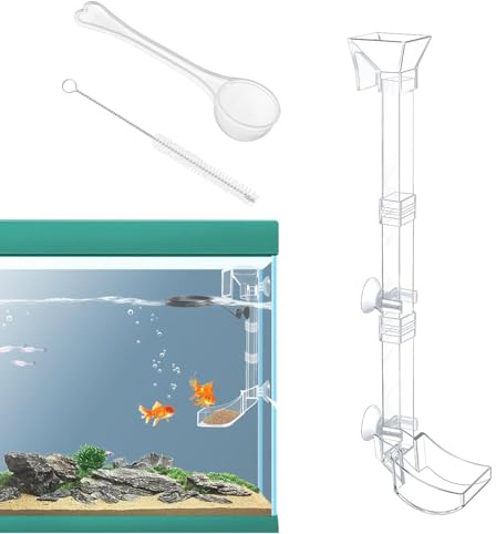 Garnelen Futterschale Aquarium Futterröhre Verstellbares Aquarium Futterspender Mit Messlöffel Reinigungsbürste Transparent Futterschale Garnelen Mit Saugnapf Rohr Für Fische Garnelen Krabben
