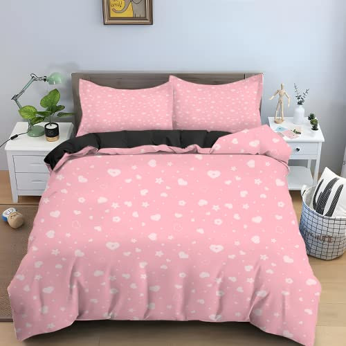 CHCHNXY Copripiumino Matrimoniale 260x240cm a Forma di Cuore Rosa Stampa 3D Morbido in Microfibra Biancheria da Letto,3 Pezzi Copripiumini con Cerniera(1 Copripiumoni e 2 Federe 50x80cm)
