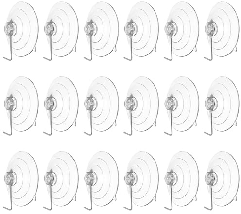 HARFINGTON 18pcs Suction Cup Hooks 2.68 Powerful Vacuum Suction Shower Hooks Waterproof Reusable Wreath Cup Bathroom Hook Load 6.6 lbs for Kitchen Restroom Window Wall Glass Door, Clear