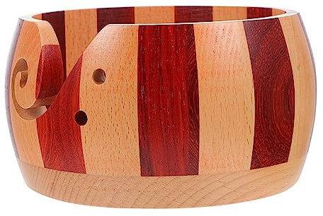 Sewroro Holz Garnhalter Runde Schale Glatte Oberfläche Wollgarnschale Garnlagerung Strickgarnschale Garnschale Holzschale Haushalt Garnhalter