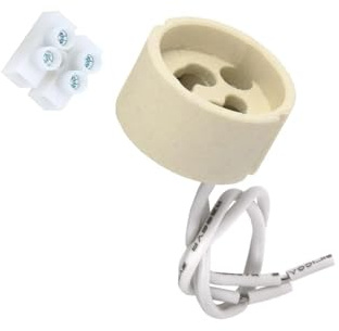 Douille en céramique GU10 blanche, compatible avec les ampoules GU10, idéale pour l'éclairage décoratif et focal.