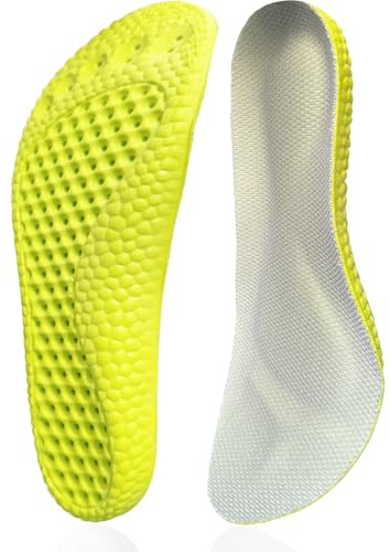 Solette en mousse à mémoire de forme pour femme et homme, Semelles de rechange pour baskets, bottes, chaussures de marche, respirant, amortissant (Vert/empreintes, 40.5/41 EU)